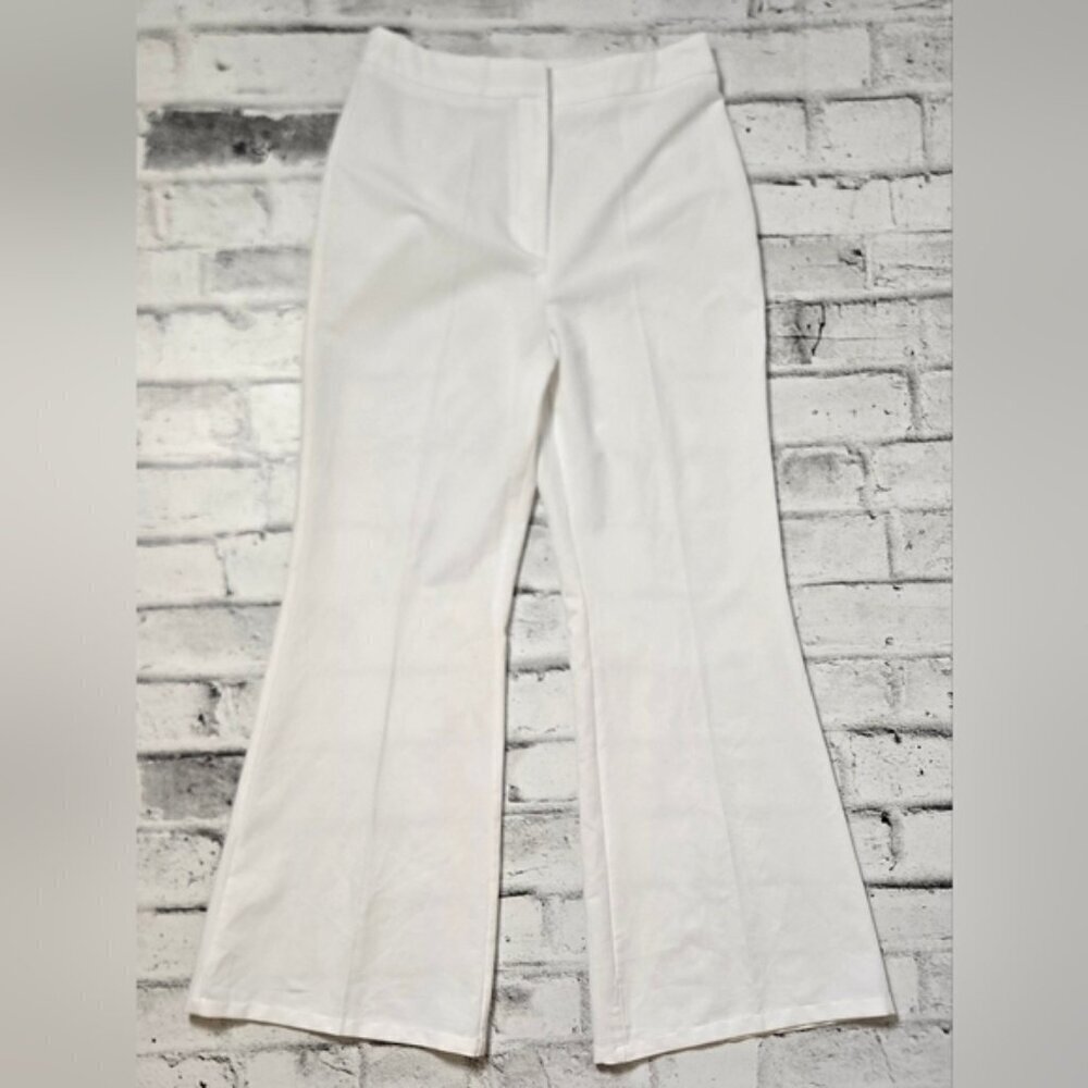 High Waisted White Flare Pants Womens Small Wide Leg Dress Trousers - Picture 2 of 9